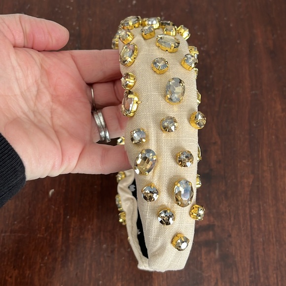 Lele Sadoughi Embellished Linen Knotted Headband Natural NWT - Picture 5 of 13